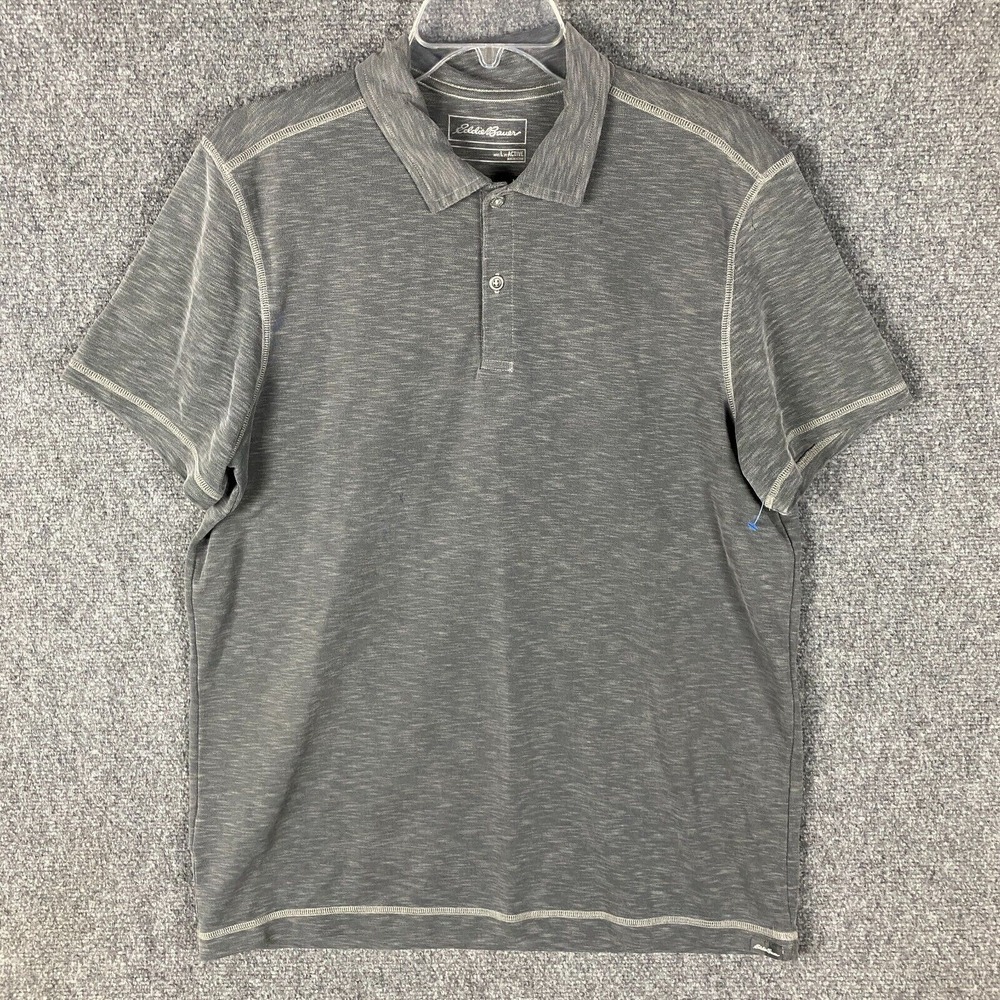 Eddie Bauer Polo Men's Large Active Gray Tencel Lyocell Blend Adults L